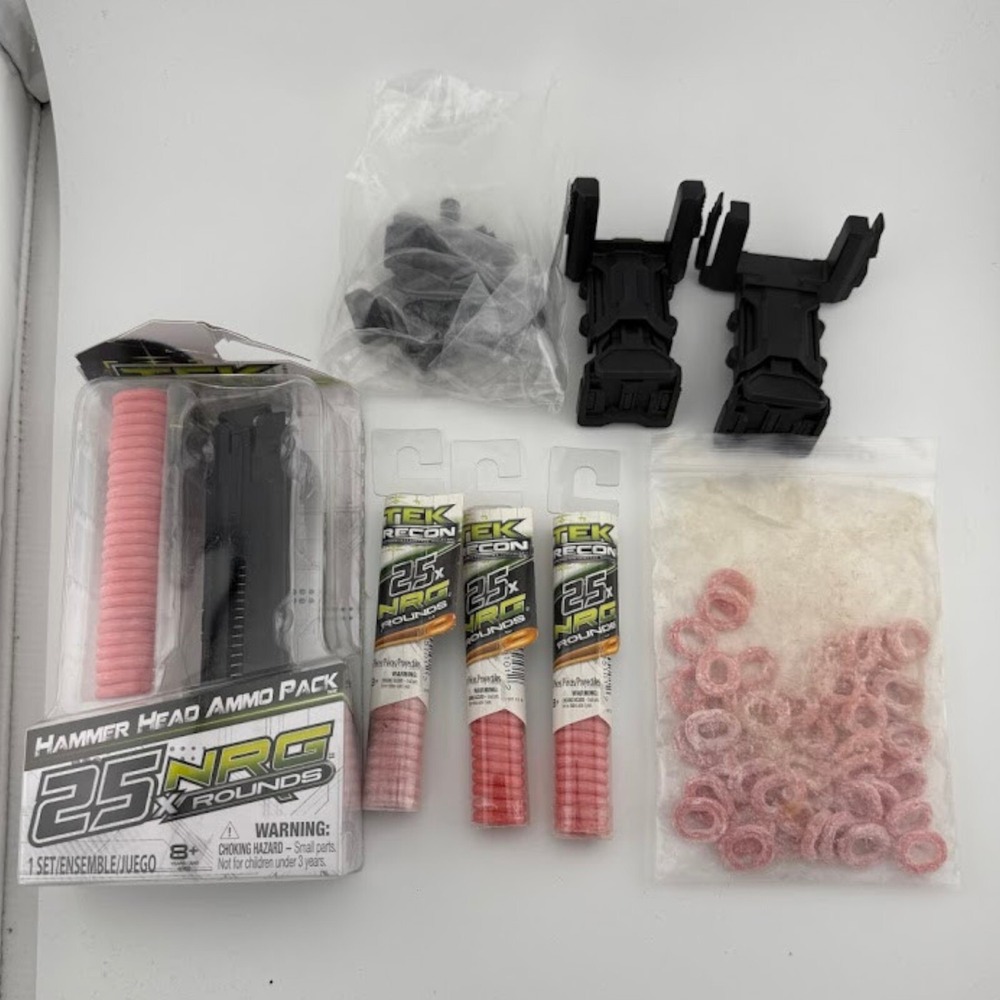 NEW Tek Recon NRG 3x 25 Round Ammo Packs & NIB Hammer Head Magazine Clip + Mount